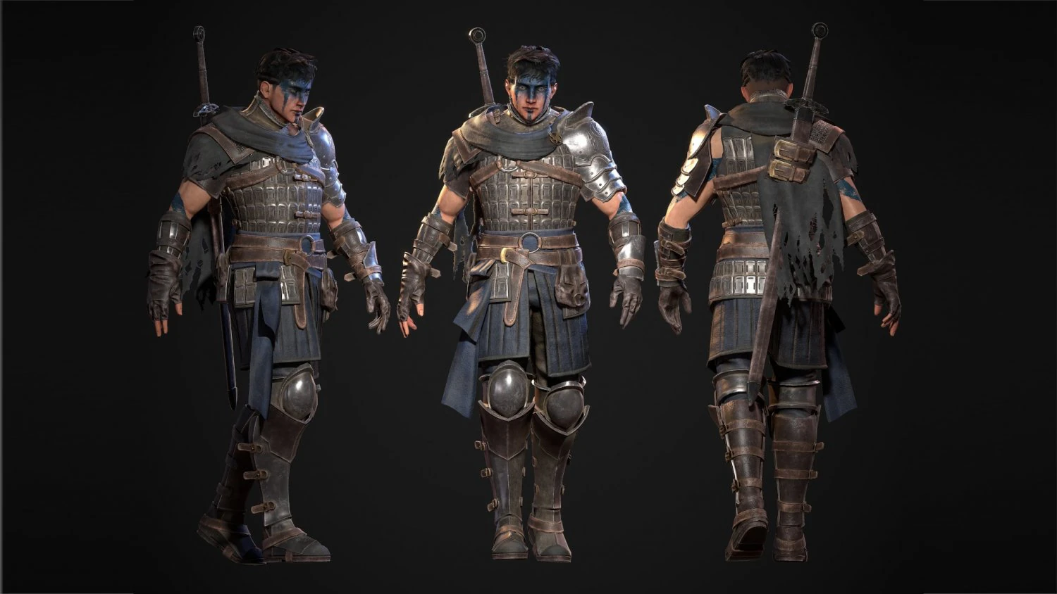Her&oacute;i Guerreiro Mercen&aacute;rio Modelo 3D .c4d .max .obj .3ds .fbx .stl .blend 