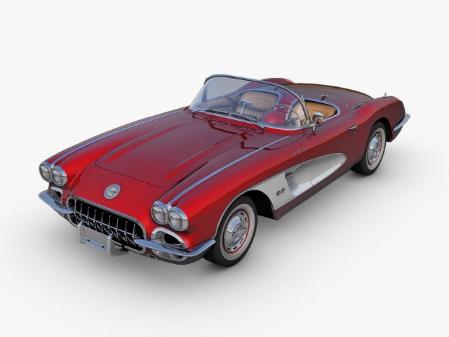 chevrolet corvette c1 red 3D Модель .c4d .max .obj .3ds .fbx .stl .blend 
