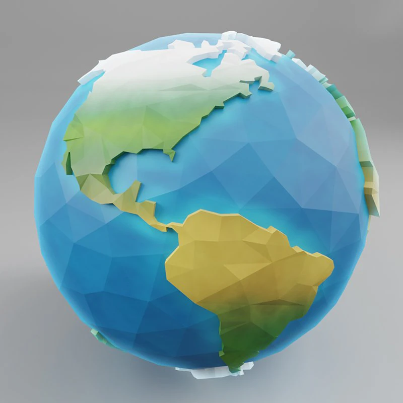 low poly earth 3D Model .c4d .max .obj .3ds .fbx .stl .blend 