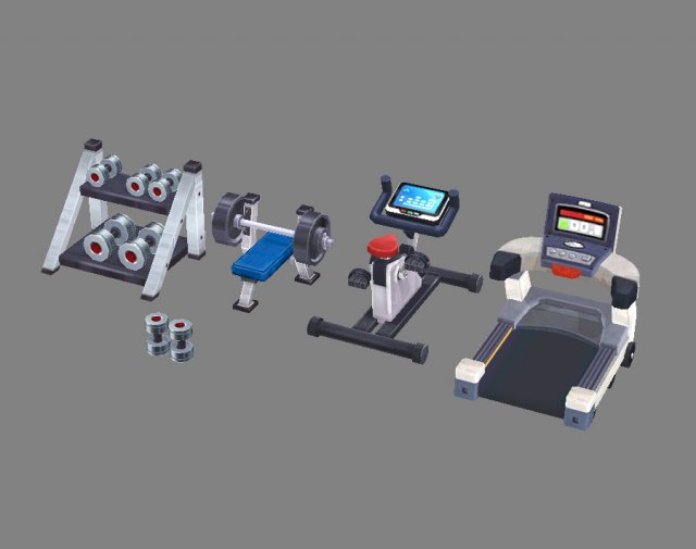 cartoon fitness equipment Modello 3D .c4d .max .obj .3ds .fbx .stl .blend 