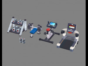 cartoon fitness equipment 3D Model