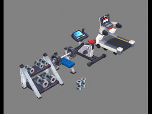 cartoon fitness equipment Modello 3D