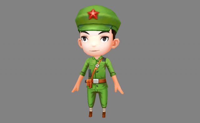 cartoon soldier Model 3D .c4d .max .obj .3ds .fbx .stl .blend