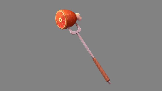 cartoon food - fork turkey leg 3D Модель .c4d .max .obj .3ds .fbx .stl .blend 