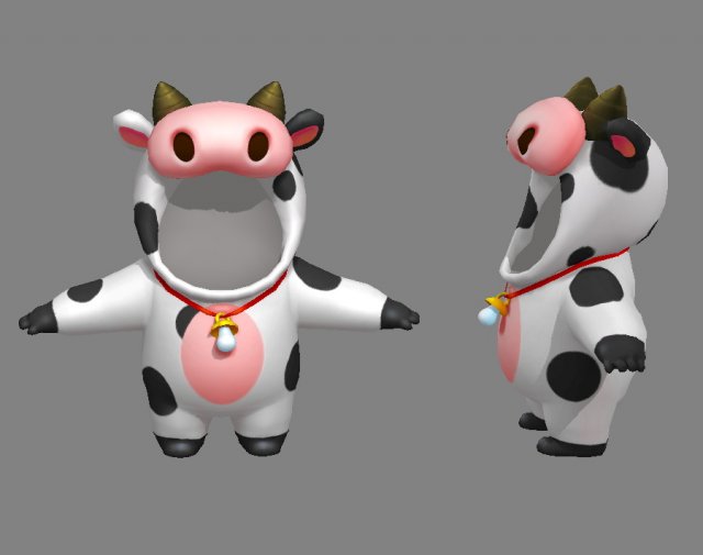 cartoon cow costume Modelo 3D .c4d .max .obj .3ds .fbx .stl .blend 