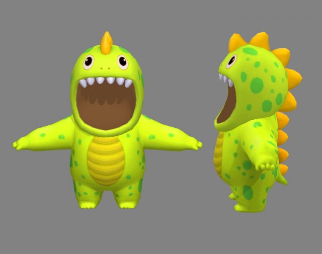 cartoon dinosaur costume Model 3D .c4d .max .obj .3ds .fbx .stl .blend