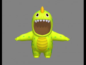 cartoon dinosaur costume 3D Model