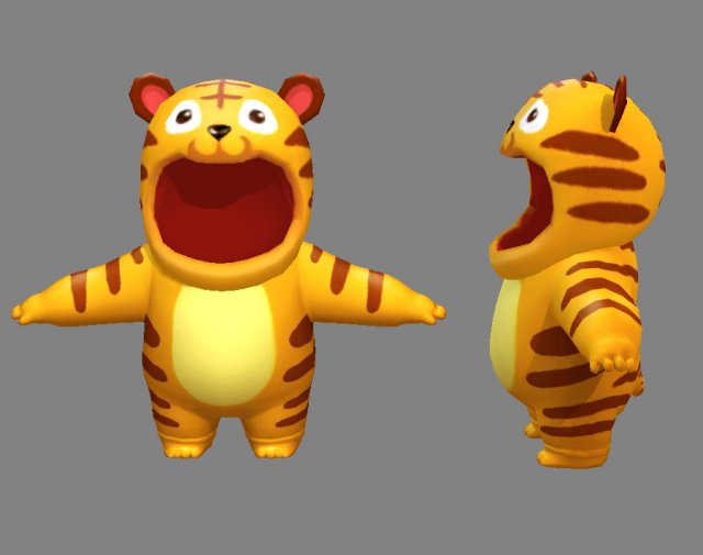 cartoon tiger costume 3D मॉडल .c4d .max .obj .3ds .fbx .stl .blend
