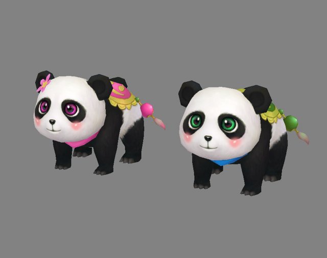 cartoon panda mount - male panda - female panda 3D Model .c4d .max .obj .3ds .fbx .stl .blend 