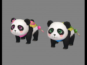 cartoon panda mount - male panda - female panda 3Dモデル