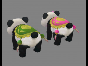 cartoon panda mount - male panda - female panda 3D Model