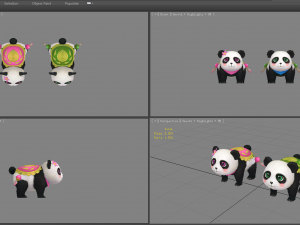 cartoon panda mount - male panda - female panda 3D Model