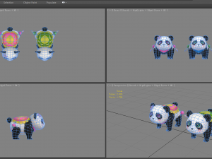 cartoon panda mount - male panda - female panda 3D Model