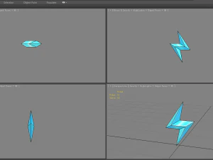 cartoon lightning icon - blue 3D Model