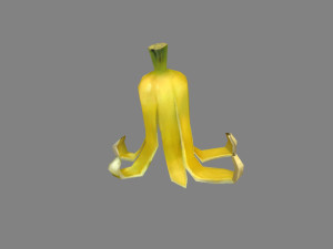 cartoon banana peel - upright Modello 3D