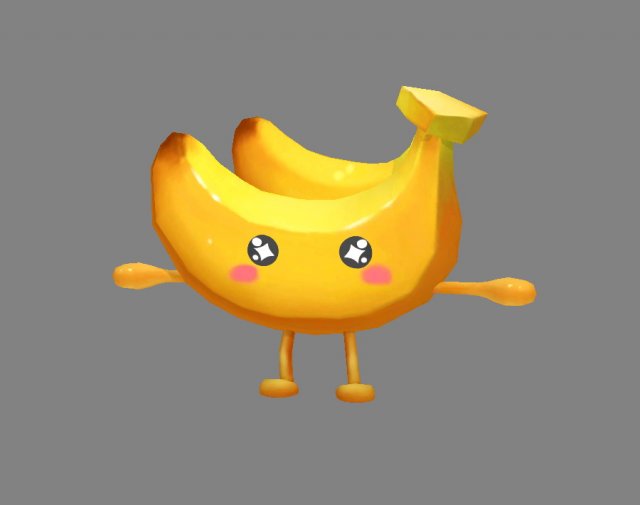 cartoon banana monster - fruit mascot with expression 3Dモデル .c4d .max .obj .3ds .fbx .stl .blend 