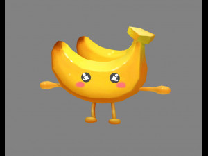 cartoon banana monster - fruit mascot with expression 3D 모델