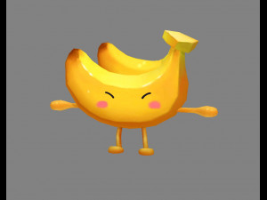 cartoon banana monster - fruit mascot with expression 3Dモデル