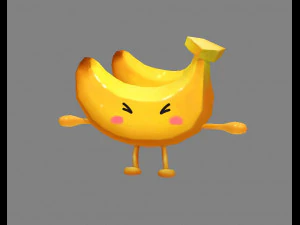 cartoon banana monster - fruit mascot with expression 3D Model