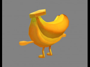 cartoon banana monster - fruit mascot with expression 3Dモデル