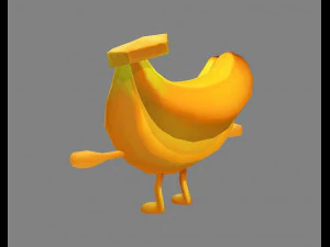 cartoon banana monster - fruit mascot with expression 3D Model