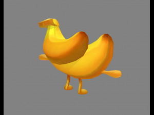 cartoon banana monster - fruit mascot with expression 3Dモデル