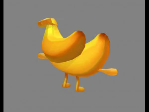 cartoon banana monster - fruit mascot with expression 3D Model