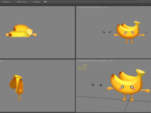 cartoon banana monster - fruit mascot with expression 3D Model