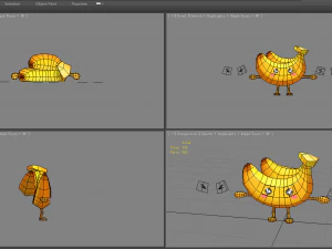 cartoon banana monster - fruit mascot with expression 3D Model