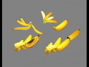 cartoon fruits -bananas - banana peel 3D Model