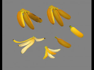 cartoon fruits -bananas - banana peel 3D Model