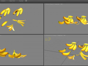cartoon fruits -bananas - banana peel 3D Model