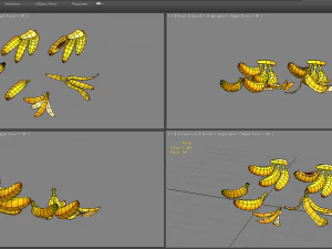 cartoon fruits -bananas - banana peel 3D Model