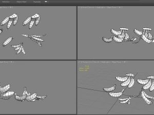 cartoon fruits -bananas - banana peel 3D Model