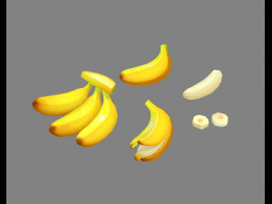 cartoon bananas - banana peel Modello 3D