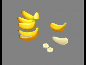 cartoon bananas - banana peel 3D Model