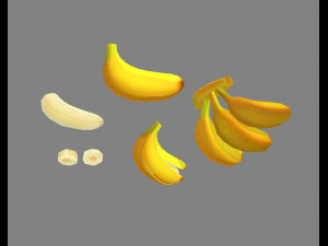 cartoon bananas - banana peel 3D Model