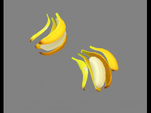 cartoon bananas - banana peel 3D Model