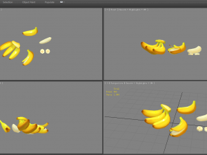 cartoon bananas - banana peel 3D Model