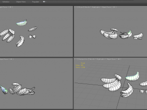 cartoon bananas - banana peel 3D Model
