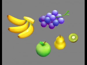 karikat&uuml;r meyve - muz &uuml;z&uuml;m elma armut kivi 3D Model