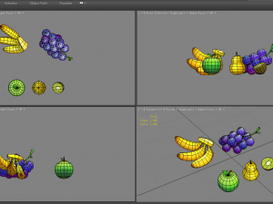cartoon fruit - banana grape apple pear kiwi 3D 모델