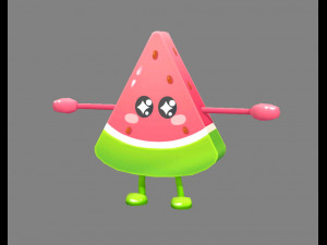 cartoon watermelon monster - fruit mascot with expression 3D 모델