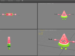 cartoon watermelon monster - fruit mascot with expression 3D Model