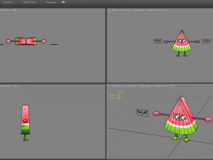 cartoon watermelon monster - fruit mascot with expression 3D Model