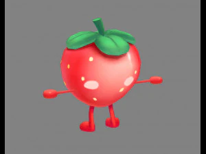 cartoon strawberry monster - fruit mascot with expression 3D Model