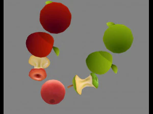 cut apples - apple core- red apple - green apple 3D Model