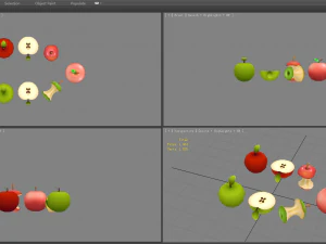 cut apples - apple core- red apple - green apple 3D Model