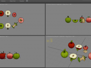 cut apples - apple core- red apple - green apple Modelo 3D
