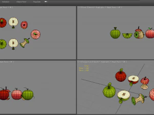 cut apples - apple core- red apple - green apple 3D Model